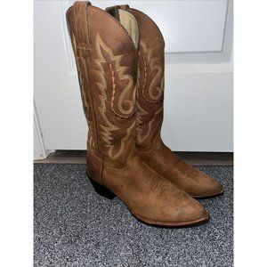 Justin Western Cowgirl Brown Leather Sz 6 1/2 B  Boots